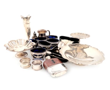 A mixed lot of silver items, various dates and makers, comprising: a set of six Victorian salt cellars, by Alexander Macrae, 