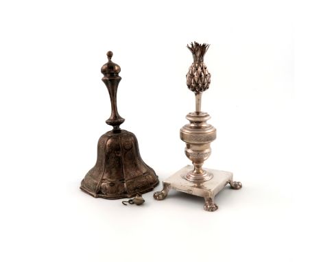 A 19th century Portuguese silver toothpick holder, maker's mark of IPC script, Oporto 1843-53, baluster form, with a pineappl