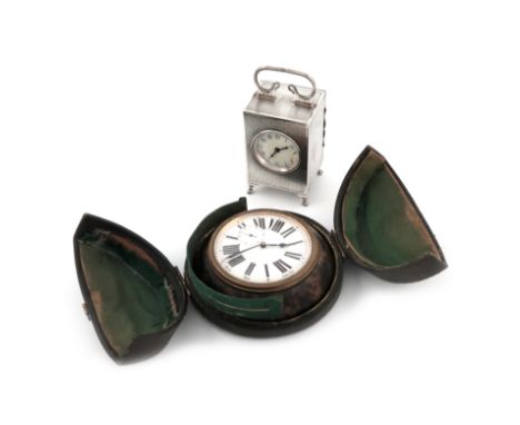 λAn Edwardian silver clock, by H. Clifford Davis, Birmingham 1908, upright rectangular form, engine-turned and dot decoration