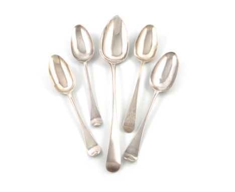 A mixed lot of silver flatware, various dates and makers, comprising: a George III Old English pattern basting spoon, by Pete