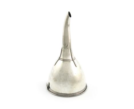 A George III silver wine funnel, by Peter and William Bateman, London 1808, circular form, gadroon border, with a side clip, 