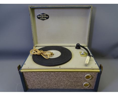PHILLIPS DISC JOCKEY JUNIOR RECORD PLAYER, 19 x 35 x 25cms, NG5051, 1960s