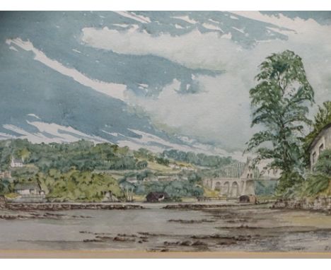 INITIALLED 'A R K' watercolour - '1969 depiction of the Menai Straits', 37 x 50cms