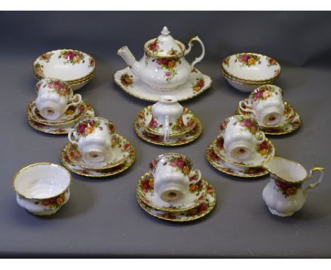 ROYAL ALBERT 'OLD COUNTRY ROSES' twenty nine pieces to include lidded teapot, six breakfast bowls, six cups, saucers and side