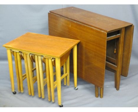 MID CENTURY MAHOGANY GATE LEG DINING TABLE and a set of five occasional tables