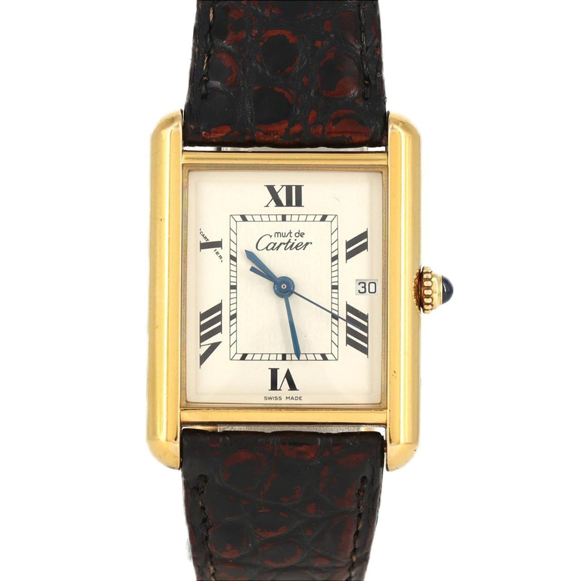 Cartier Must Tank Date LM W1014154 Silver Quartz Watch