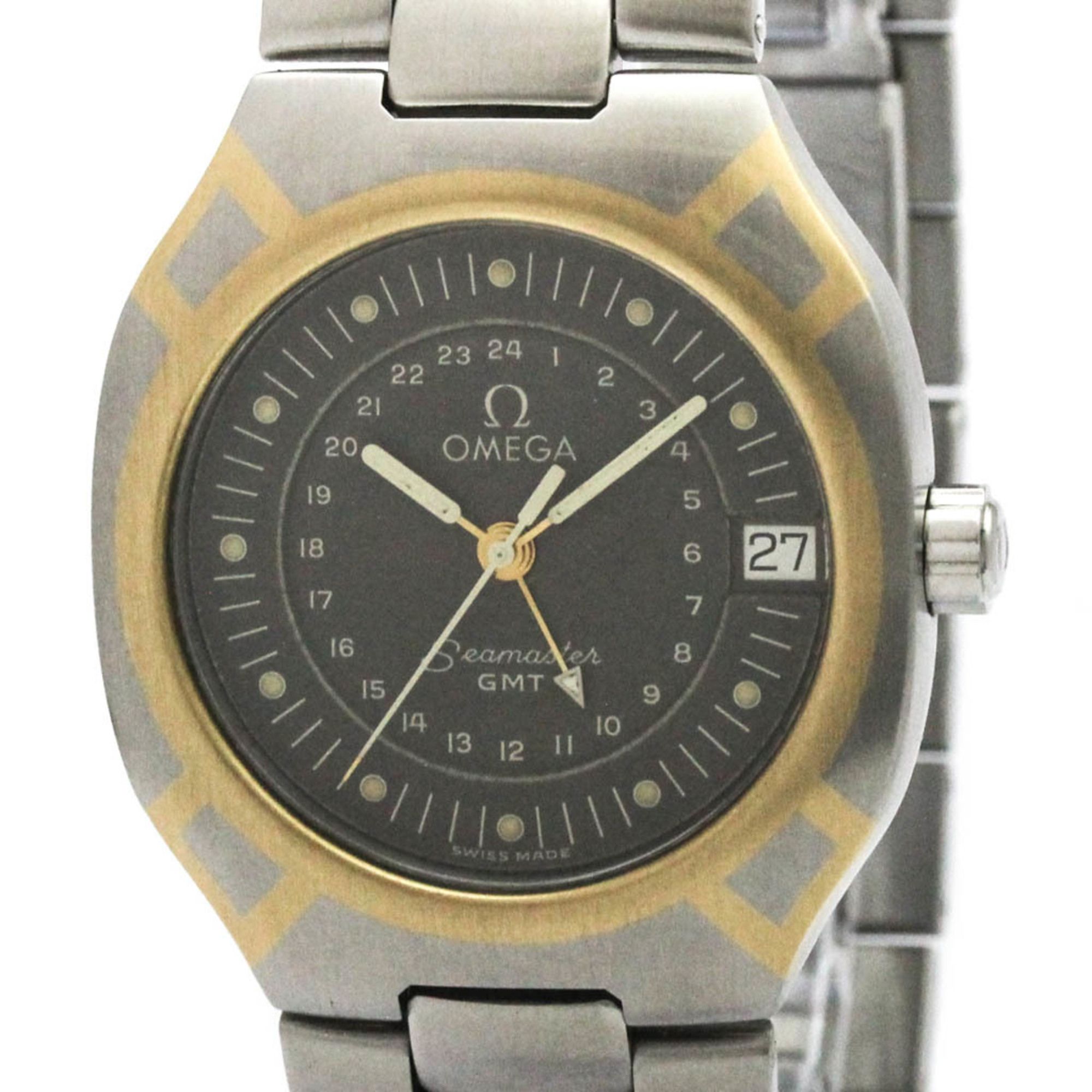 OMEGA Seamaster Polaris GMT 18K Gold Steel Mens Watch 396.1122 Polished