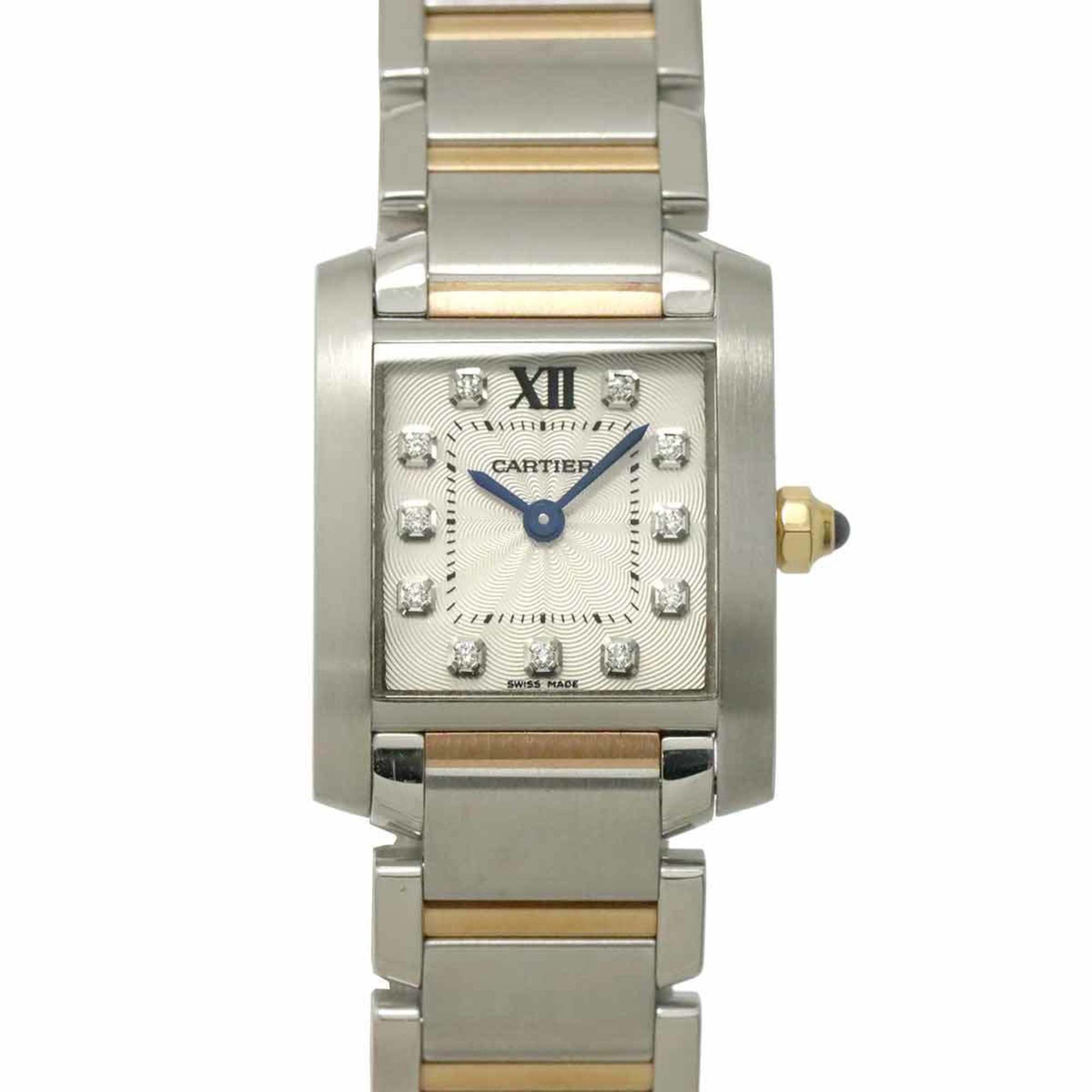 Cartier Tank Française SM Two-tone Women's Watch WE110004, 11 Diamonds, Silver, PG Quartz Movement