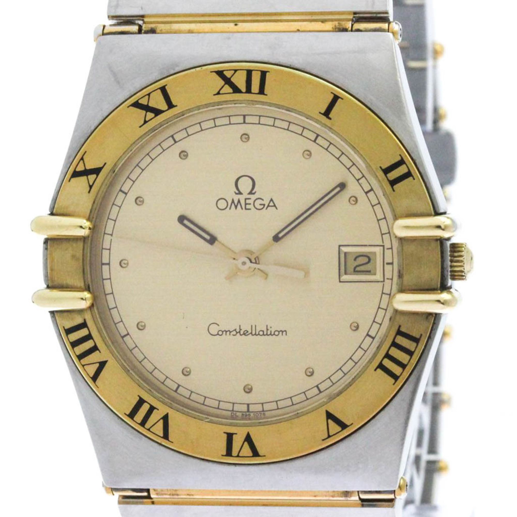 OMEGA Constellation 18K Gold Steel Quartz Mens Watch 396.1070 Polished