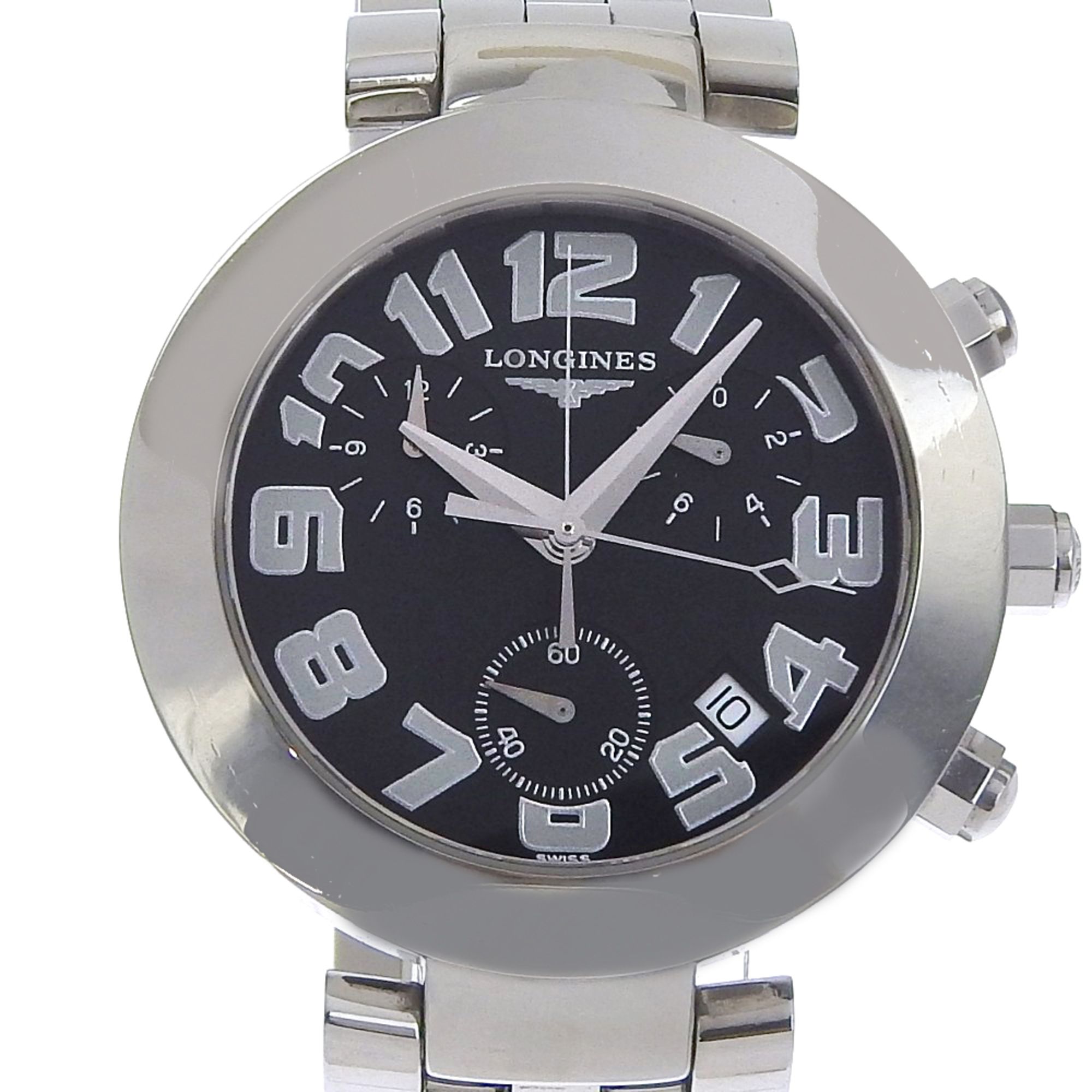 Longines DolceVita Men's Watch L5.677.4 Stainless Steel Silver Quartz Chronograph with Black Dial
