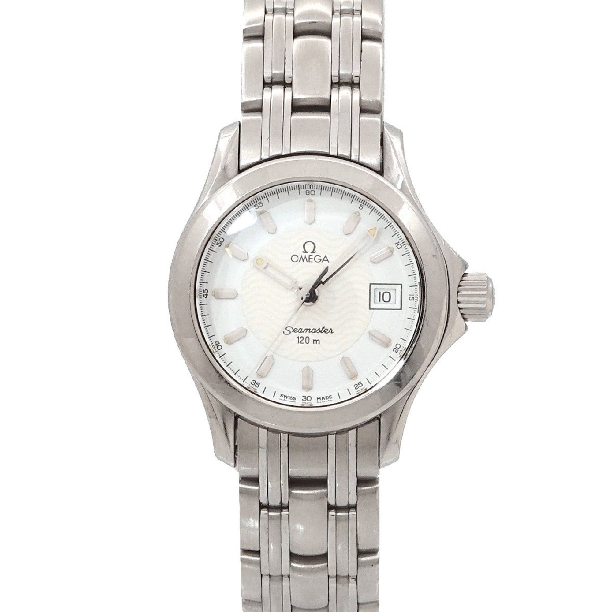 OMEGA Seamaster 120 2581 21 Women's Watch with Date Display and White Quartz Movement