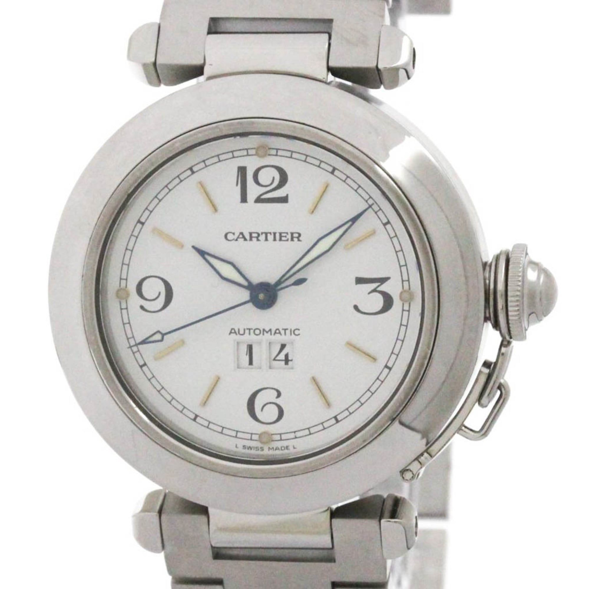 CARTIER Pasha C Big Date Steel Automatic Unisex Watch W31044M7 Polished