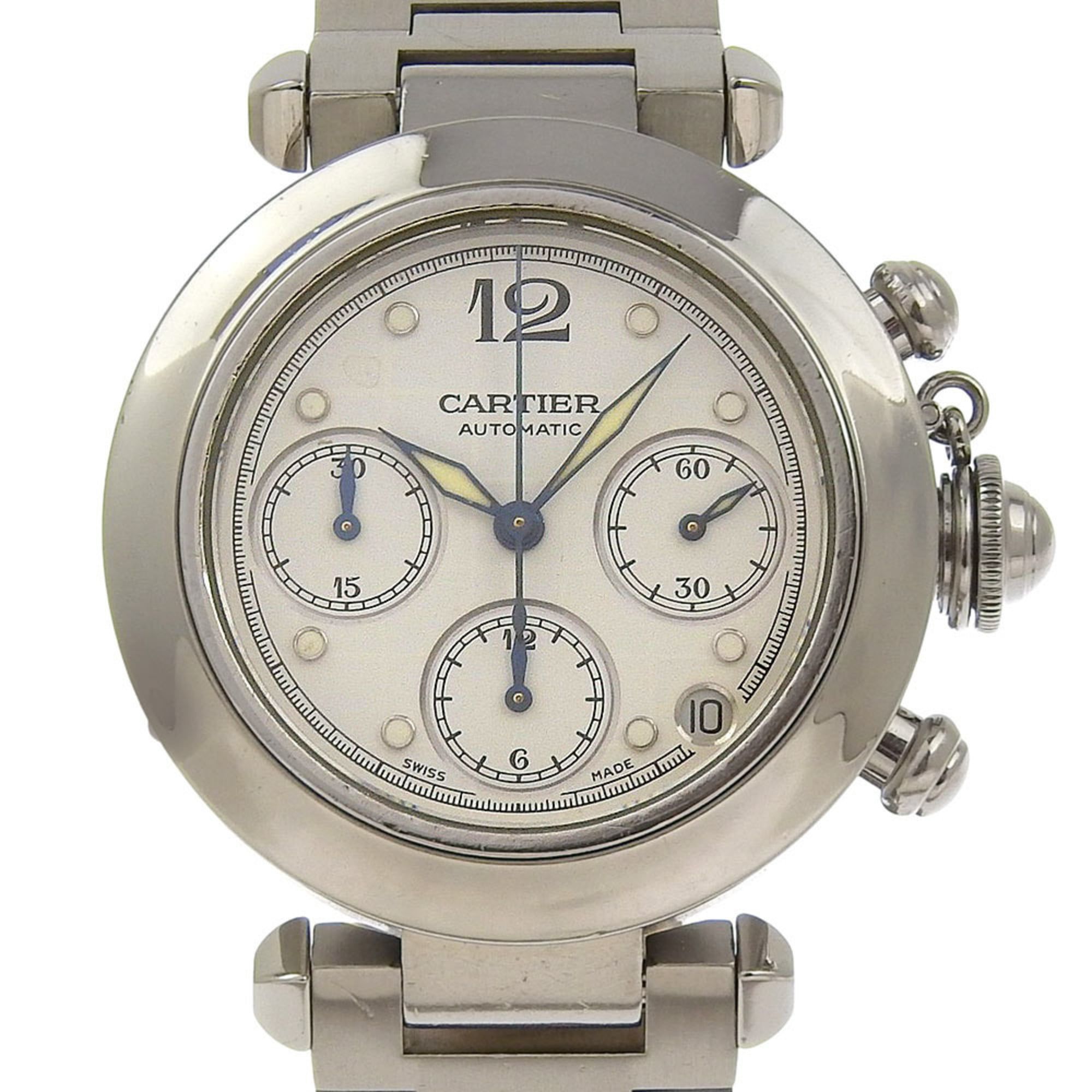 Cartier Pasha C Chronograph Watch, Cal. 047, W31039M7, Stainless Steel, Automatic, Analog Display, W