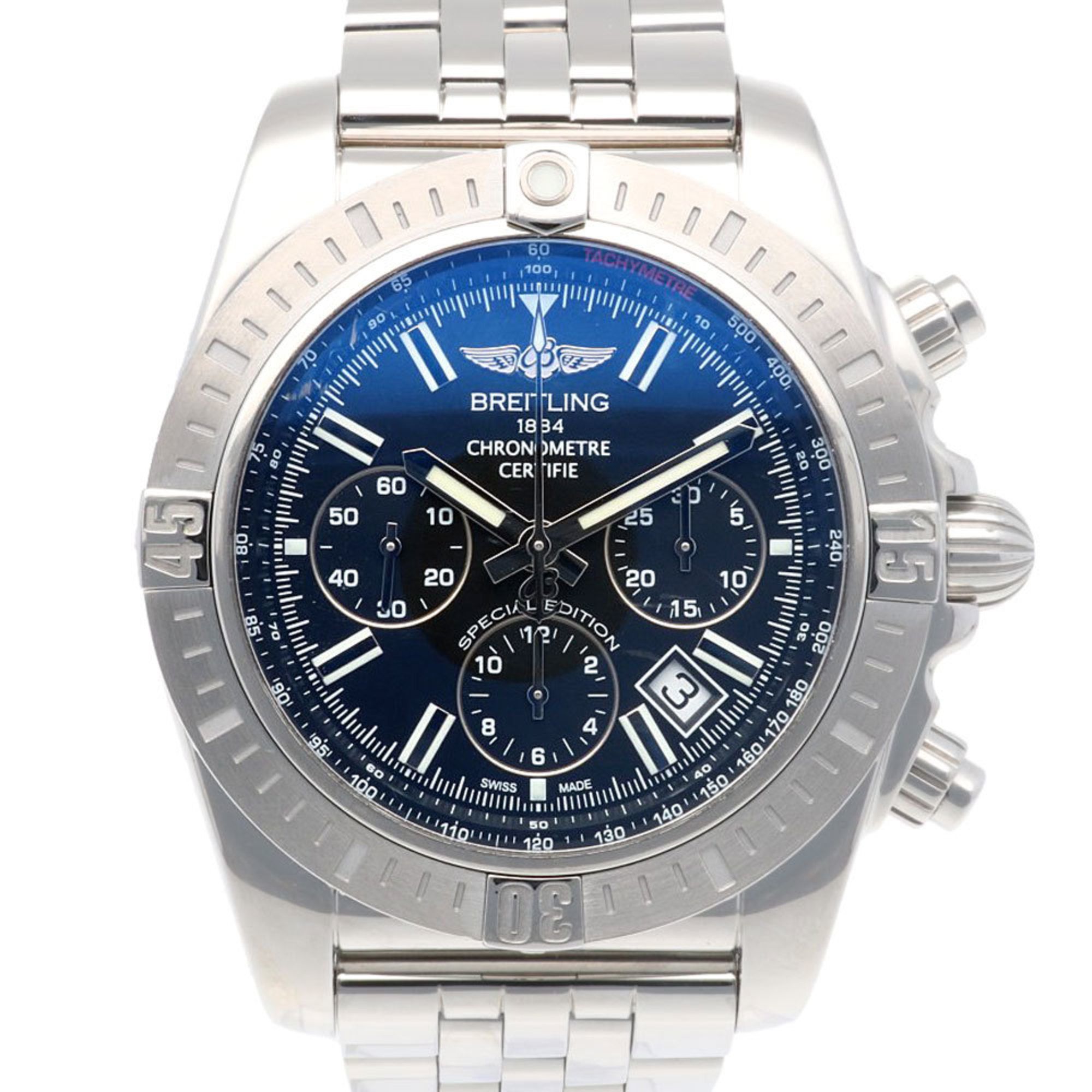 Breitling Chronomat Watch, Stainless Steel, AB0115, Automatic, Men's, Japan Exclusive, Overhauled