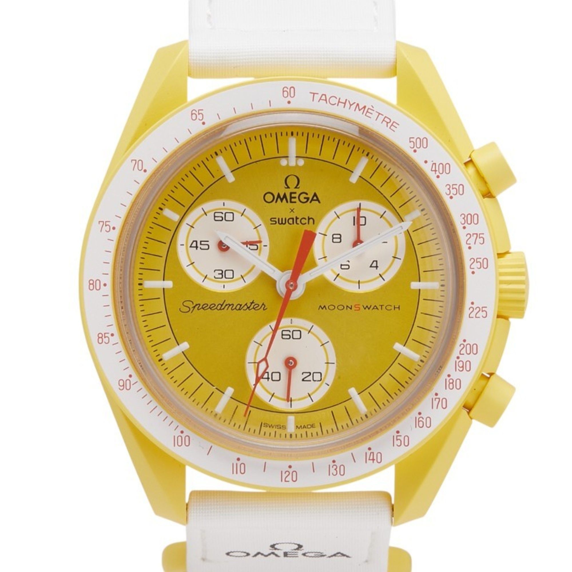 OMEGA x Swatch MoonSwatch Mission to the Sun Watch SO33J100 Quartz Yellow Dial Ceramic Nylon Men's