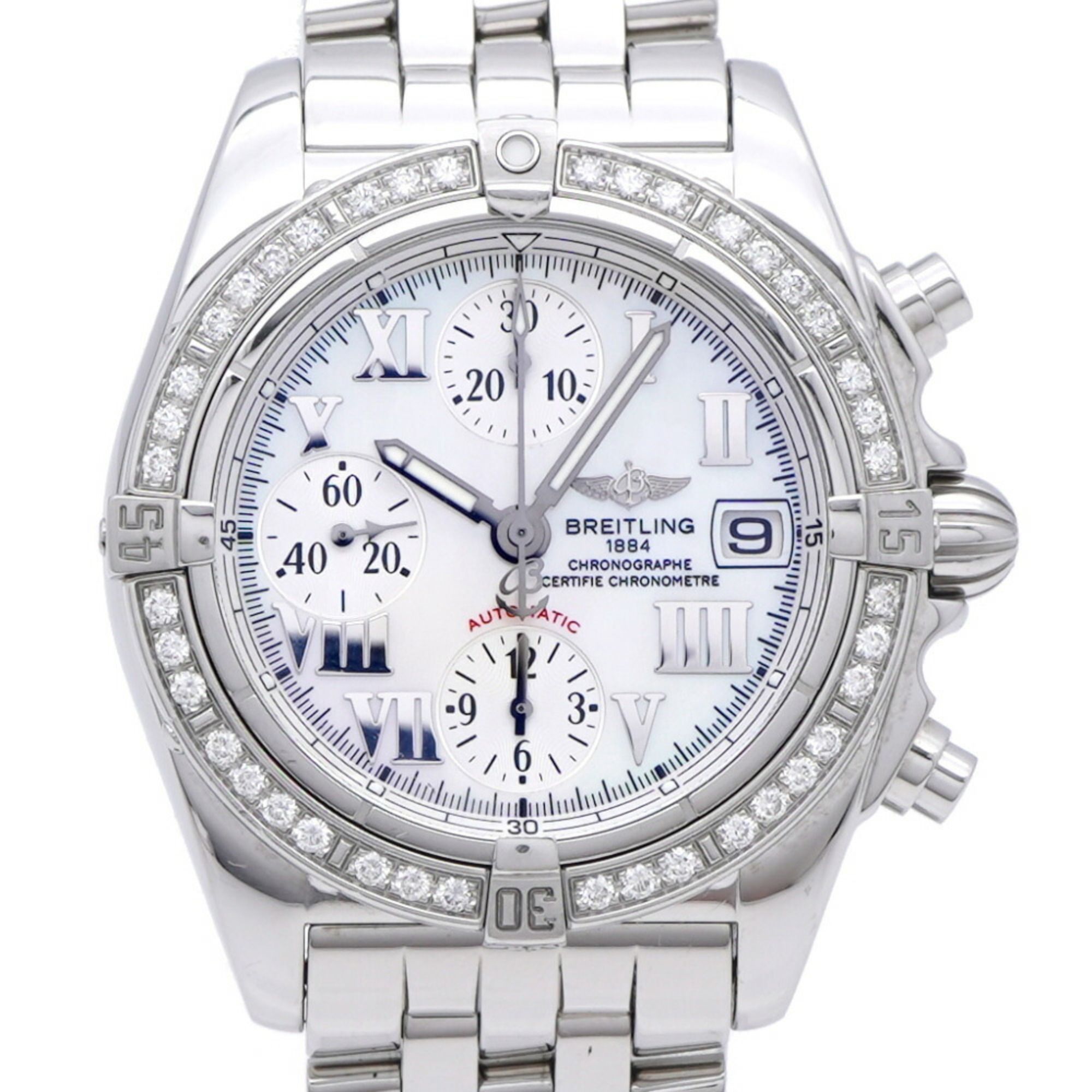 Breitling Chrono Cockpit Diamond Bezel A13358 Automatic Watch Stainless Steel/Diamond White Shell 02
