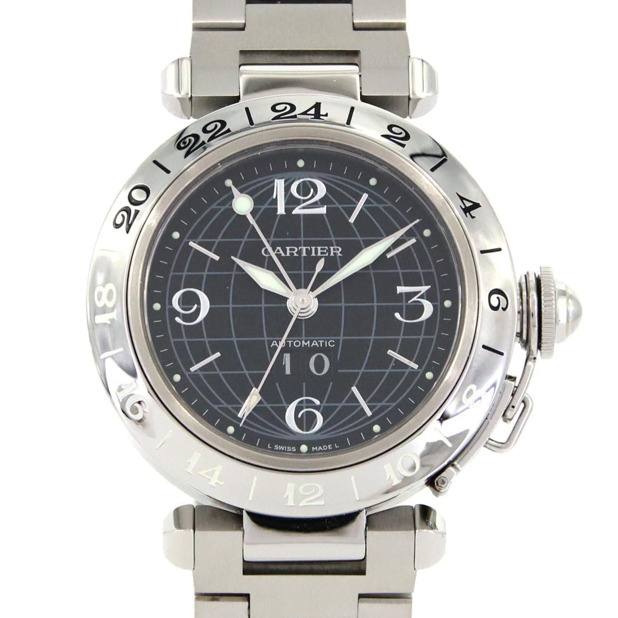 Cartier Pasha C GMT Grande Date W31049M7 Stainless Steel Automatic Watch