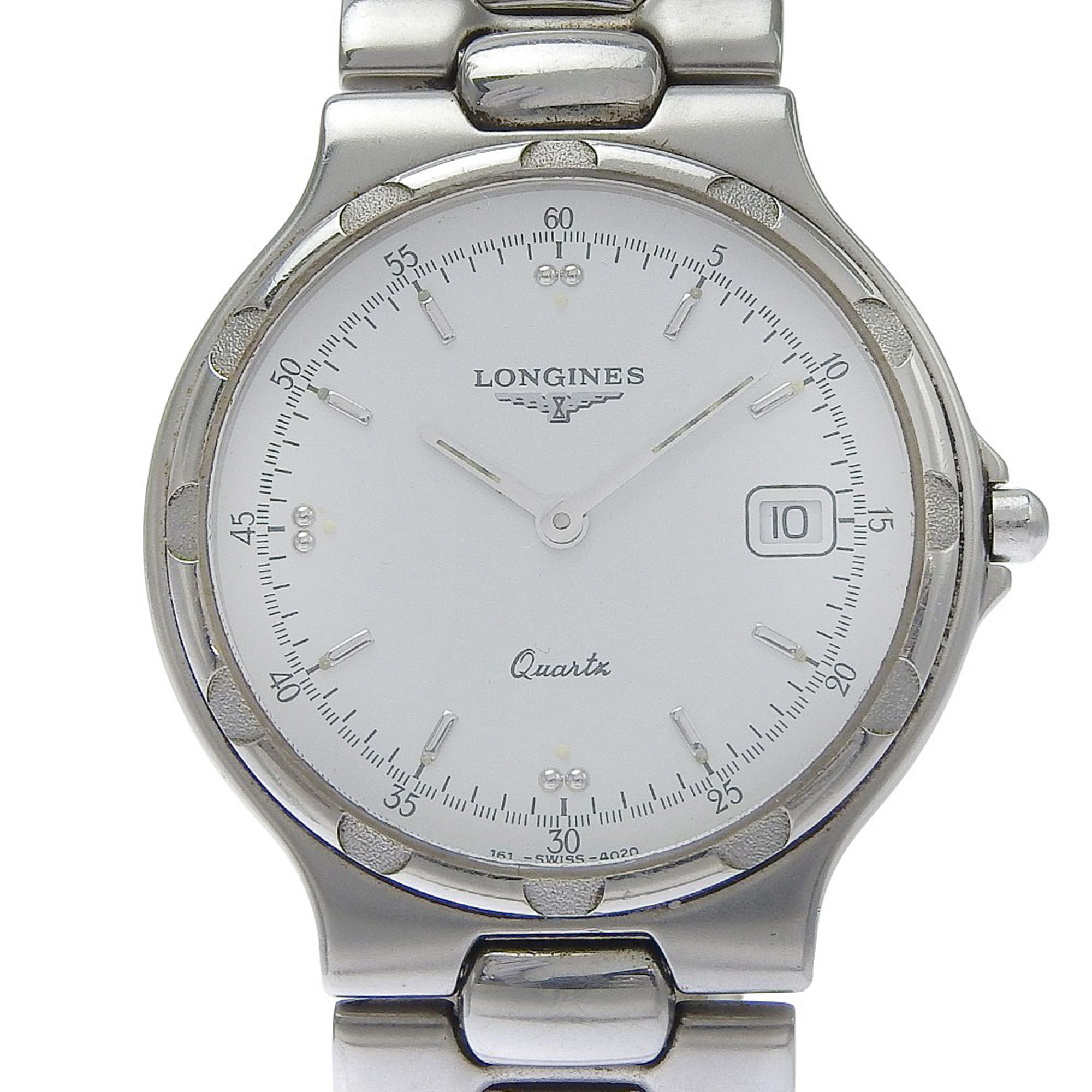 Longines Conquest Watch L1.614.4 Stainless Steel Quartz Analog White Dial Men's