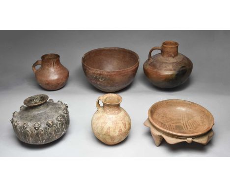 A Narino large bowlColombia, circa 800 ADpottery, with bands of polychrome linear decoration to the exterior and faint remain