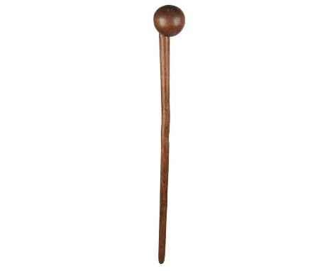 A Zulu knobkerrieSouth Africathe off centre spherical head with snuff depressions to the top and underside, with a tapered sh