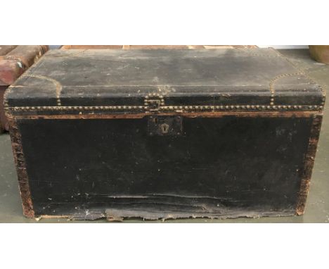 A Victorian pine travel trunk, 81cmW 