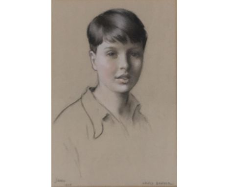 Lewis Baumer (British, 1870-1963), Portrait of John, bust-length, as a boy, signed, inscribed and dated '1935', coloured chal