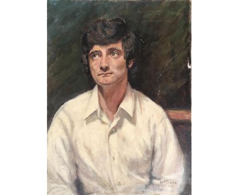 Dora McRae (Australian, b.1908), portrait of a man, signed and dated lower right 23rd March 1975, oil on canvas, 61x46cm 