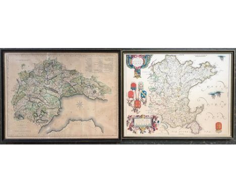 A map of Somersetshire engraved by I Cary, 40x50cm; together with Willem Blaeu, Wallia Principatus, 38x49cm 