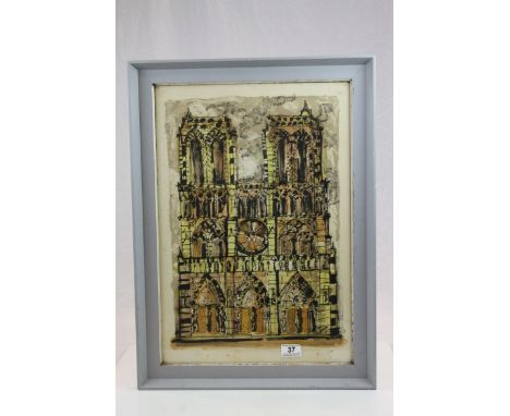 Framed &amp; glazed Print of an Abbey, pencil signed to margin &amp; numbered 69/220, image approx 54 x 36.5cm