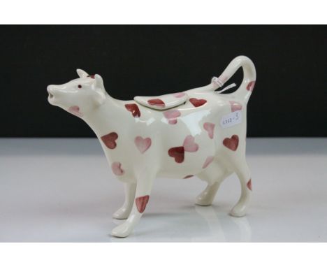 Emma Bridgewater ceramic Cow Creamer with Heart design, stands approx 14cm