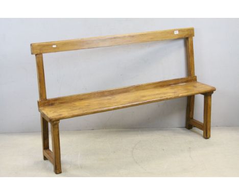 Late Victorian pine railway bench seat