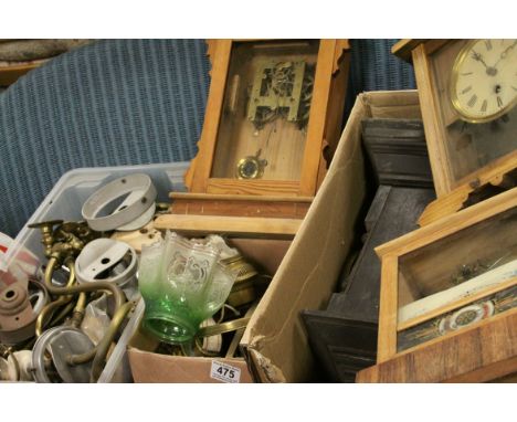 Quantity of vintage oil lamps and shades, light fittings etc