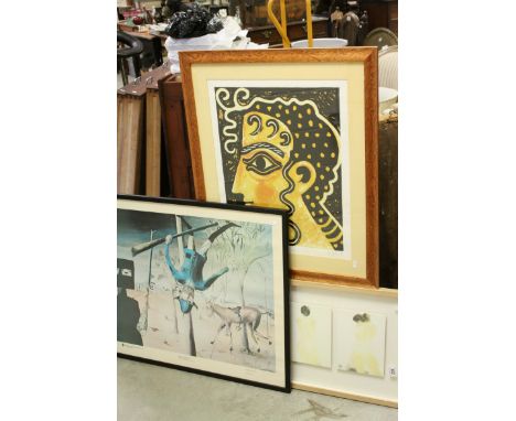 Three framed &amp; glazed Prints to include; Ltd edition pencil signed to margin "Lo Cole" &amp; numbered 4/20, Oriental stud