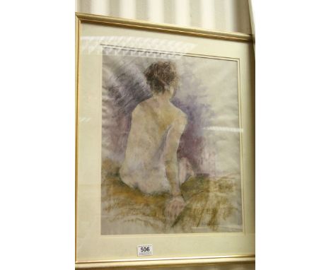 20th century pastel portrait of a seated nude female, signed