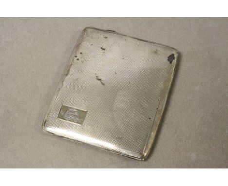 Silver Cigarette Case, Engine Turned, Birmingham 1938