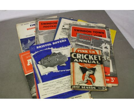 Small collection of vintage Football programmes, mainly 1950's to include Arsenal, Swindon, Bristol Rovers plus a 1947 "Pink 
