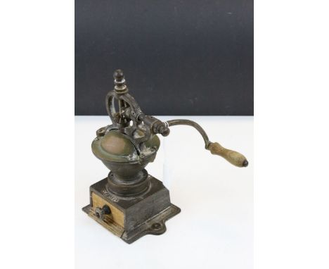 Antique Cast Iron ' Elma ' Coffee Grinder, 28cms high
