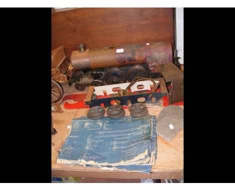 A part completed 3.5inch gauge Atlantic class 'Maisie' steam engine, with plans - incomplete 
