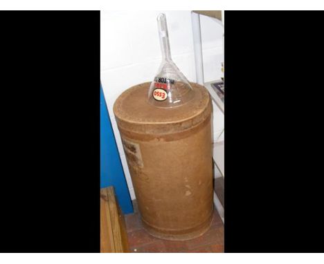 A vintage Esso Extra Motor Oil funnel, together with a Christy's hat box 