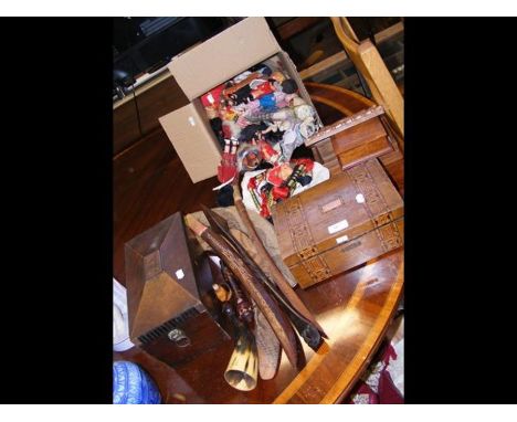 Various costume dolls, tea caddy for restoration etc.