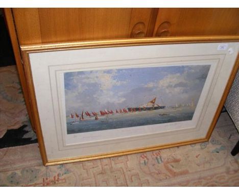 CAVENDISH MORTON - a Limited Edition print of Her Majesty's yacht Britannia, framed and glazed
