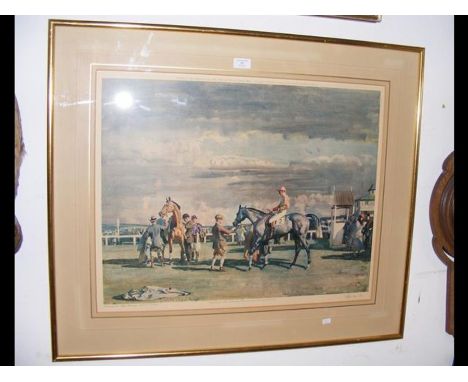 A coloured print of race horses 'After The Race' 