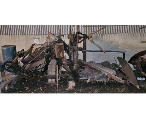 A Massey Harris No. 5 corn binder, originally horse and wheel driven, complete and working order, comes with canvasses and kn