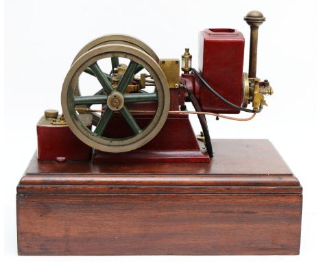 Frank Thompson, a scratch built model open crank, twin flywheel stationary engine, signed and numbered (or dated) 1980, elect