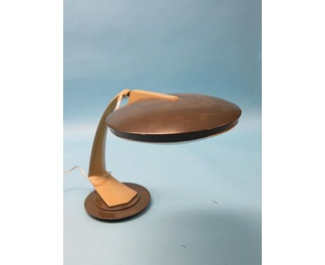 A Spanish Art Deco desk-lamp, with adjustable spotlight, finished in two-tone brown, maker Fase, and an anglepoise desk lamp