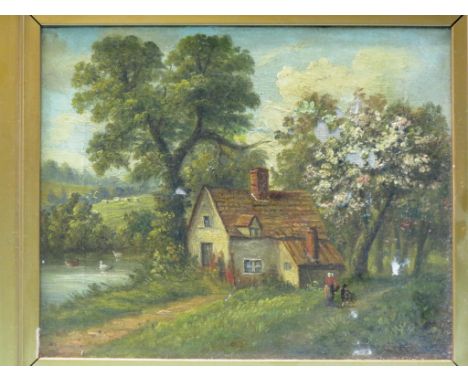 A set of four late Victorian oils on canvas, rural views, initialled C. M., 8 x 10in