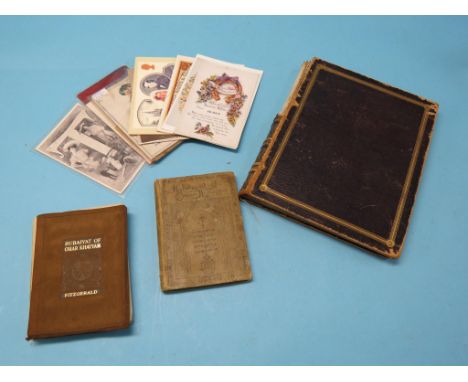 An early 19th century sketch-verse book, 1827, three other small books and fifteen postcards