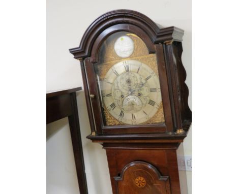 A George III 8-day longcase clock, arched brass dial signed Dickerson, Framlingham, silvered chapter ring with engraved dial 