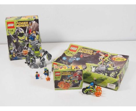 LEGO - A group of three Power Miners sets comprising #8707 Boulder Blaster (unopened), #8962 Crystal King (mostly complete wi