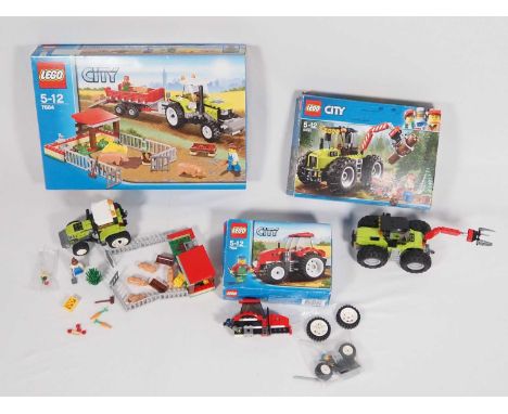 LEGO - CITY - A group of three Farm sets comprising #7634 Tractor (4899 has been built (missing bag and instructions) but oth